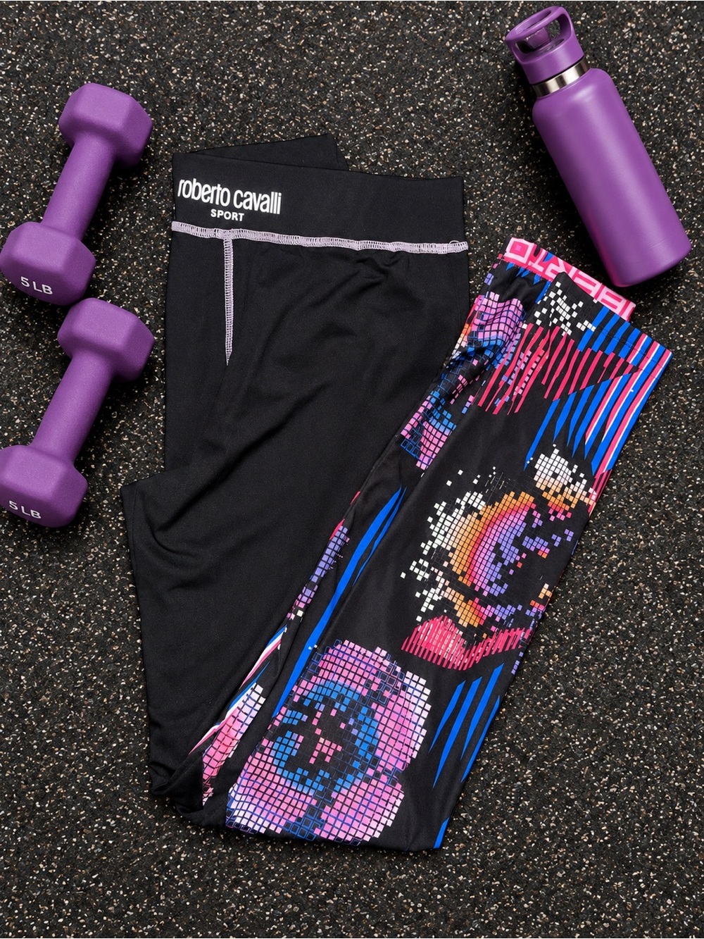 Roberto Cavalli Sport Lightweight Digital Floral Print Full-Length Legging